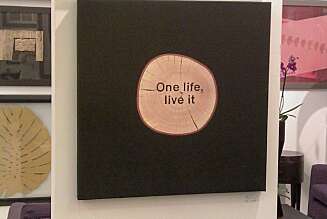 BILDE MED TRE: Dette bildet er lagd av et lerett med et stykke tre og har fått påskriften one life, livet it. BILDE MED TRE: Dette bildet er lagd av et lerett med et stykke tre og har fått påskriften one life, livet it.