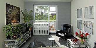 PERSONLIG DESIGN: Med vare farger som skifter valør, retromøbler og en selvdesignet radiatorskjuler ble dette en stue med stram karakter. PERSONLIG DESIGN: Med vare farger som skifter valør, retromøbler og en selvdesignet radiatorskjuler ble dette en stue med stram karakter.