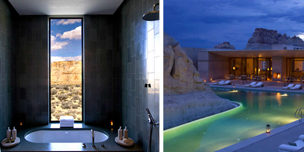 UTSIKT: Det er utsikten som fortroller når man tar en dusj på hotellet Amangiri i Utah, USA. UTSIKT: Det er utsikten som fortroller når man tar en dusj på hotellet Amangiri i Utah, USA.