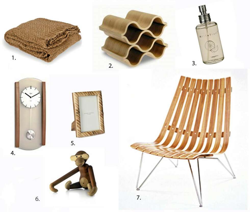 1. Zara Home Bentley pledd fra Ellos.no. Pris: 399,- (før: 519,-) 2. Legnoart vinstativ fra Amara.co.uk. Pris: 385,- (før: 769,-) 3. Millefiori Milano husduft fra Dotmaison.com. Pris: 92,- (før: 119,-) 4. Karlsson veggklokke fra Dotmaison.com. Pris: 284,- (før: 376,-) 5. Zara Home ""bambus""ramme fra Ellos.no. Pris: 89,- (før: 139,-) 6. Kay Bojesen Monkey fra Scandinaviandesigncenter.com. Pris: 660,- (før: 800,-) 7. Scandia Nett loungestol fra Purnorsk.no. Pris: 9661,- (før: 10735,-) 1. Zara Home Bentley pledd fra Ellos.no. Pris: 399,- (før: 519,-) 2. Legnoart vinstativ fra Amara.co.uk. Pris: 385,- (før: 769,-) 3. Millefiori Milano husduft fra Dotmaison.com. Pris: 92,- (før: 119,-) 4. Karlsson veggklokke fra Dotmaison.com. Pris: 284,- (før: 376,-) 5. Zara Home ""bambus""ramme fra Ellos.no. Pris: 89,- (før: 139,-) 6. Kay Bojesen Monkey fra Scandinaviandesigncenter.com. Pris: 660,- (før: 800,-) 7. Scandia Nett loungestol fra Purnorsk.no. Pris: 9661,- (før: 10735,-)