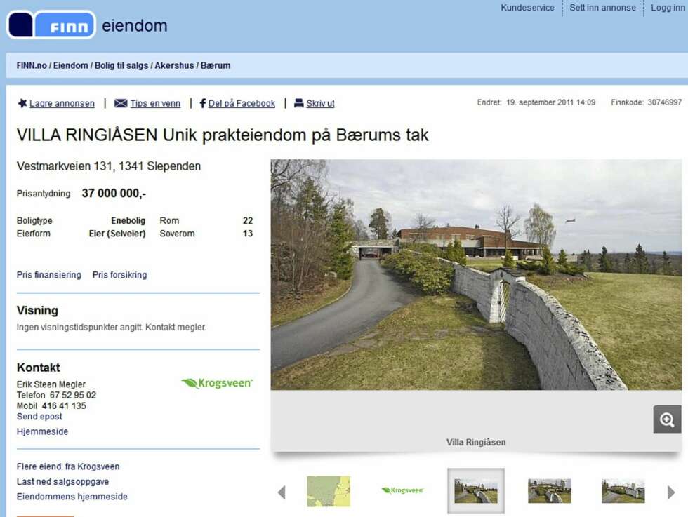 REDERBOLIG: Dette huset i ytterkanten av Bærum kommune er et av landets dyreste og er den tidligere boligen til skipsreder Dag Klavenes. Tegnet av arkitekt Magnus Poulson. REDERBOLIG: Dette huset i ytterkanten av Bærum kommune er et av landets dyreste og er den tidligere boligen til skipsreder Dag Klavenes. Tegnet av arkitekt Magnus Poulson.