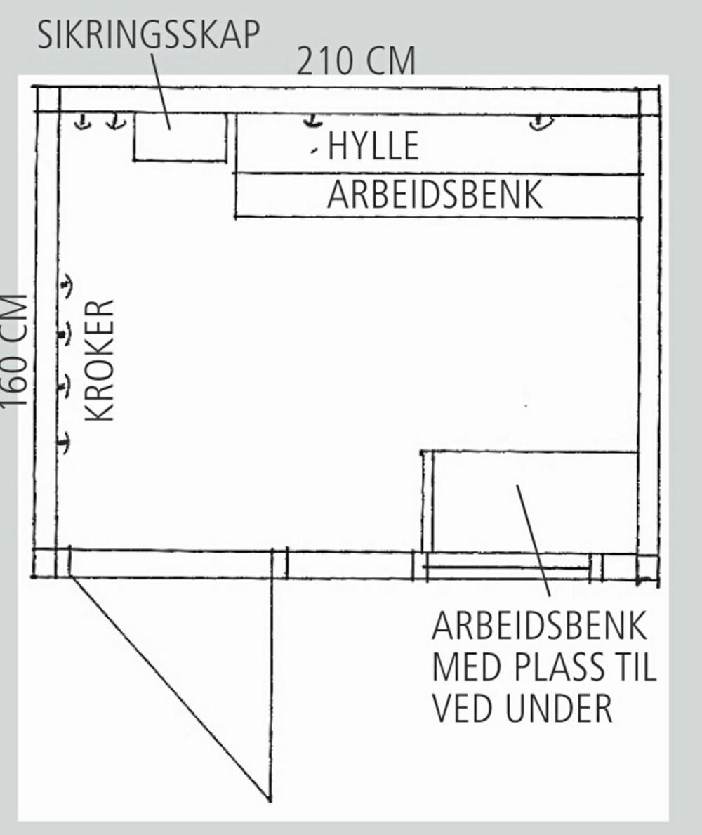 SKISSE AV BOD: Interiørarkitekten tegnet nye løsninger til boden. SKISSE AV BOD: Interiørarkitekten tegnet nye løsninger til boden.