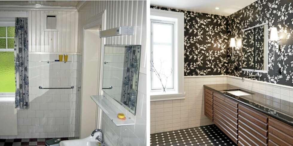 FØR OG ETTER: Badet hadde to innganger. Den ene døren ble tettet igjen. FØR OG ETTER: Badet hadde to innganger. Den ene døren ble tettet igjen.