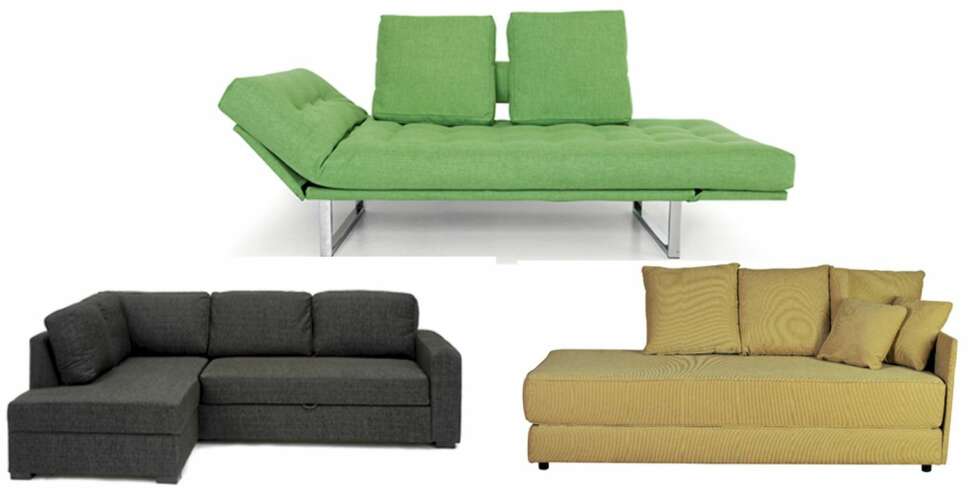 MANGE FUNKSJONER: Øverst: Sovesofa/daybed fra Innovation, 80 x 200 cm, kr 5815. Fås i 40 ulike farger hos Sovesofaspesialisten og Dine Møbler. Nederst til venstre: Metro sovesofa, 150 x 250 cm, kr 9995, Bohus. Nederst til høyre: River sovesofa med fjærmadrass, l 204 cm, kr 5595, Skeidar. MANGE FUNKSJONER: Øverst: Sovesofa/daybed fra Innovation, 80 x 200 cm, kr 5815. Fås i 40 ulike farger hos Sovesofaspesialisten og Dine Møbler. Nederst til venstre: Metro sovesofa, 150 x 250 cm, kr 9995, Bohus. Nederst til høyre: River sovesofa med fjærmadrass, l 204 cm, kr 5595, Skeidar.