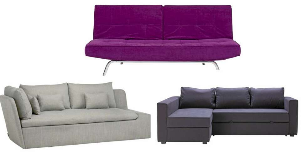 MANGE FORMER: Øverst: Smile sovesofa, kr 3995, Skeidar. Kan også fås i grått. Nederst til venstre: Moray daybed fra Habitat, kr 9450, R.O.O.M. Nederst til høyre: Månstad sofa, sjeselong og dobbeltseng i ett. Har plass til sengetøy under setet, kr 4950, Ikea. MANGE FORMER: Øverst: Smile sovesofa, kr 3995, Skeidar. Kan også fås i grått. Nederst til venstre: Moray daybed fra Habitat, kr 9450, R.O.O.M. Nederst til høyre: Månstad sofa, sjeselong og dobbeltseng i ett. Har plass til sengetøy under setet, kr 4950, Ikea.