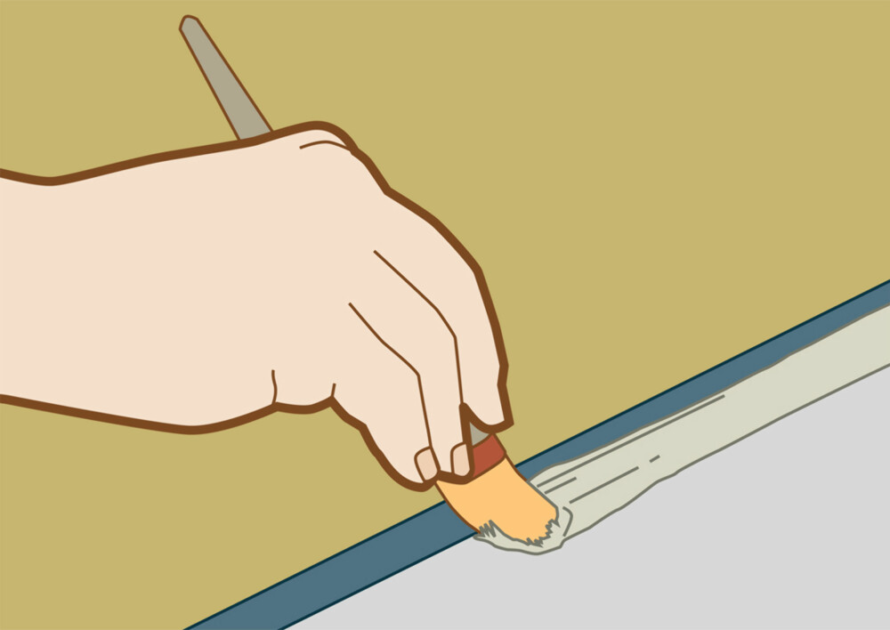 Pen avslutning: Mal den øverste delen, legg tape og Acryl inntil tapen. Stryk ut med pensel. Deretter maler du den nederste delen. Pen avslutning: Mal den øverste delen, legg tape og Acryl inntil tapen. Stryk ut med pensel. Deretter maler du den nederste delen.