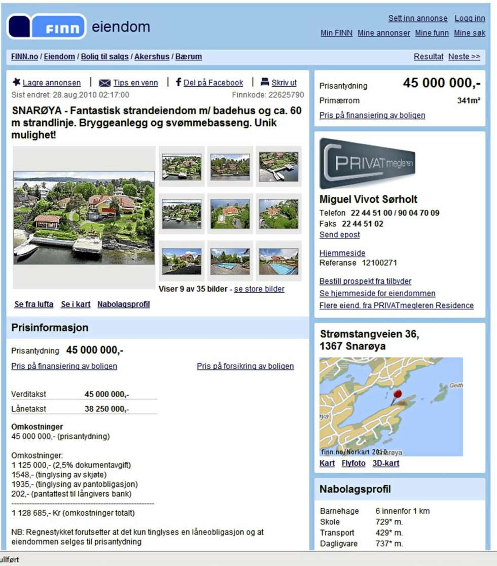 LANDETS DYRESTE: Dett er eiendommen som har den høyeste prisen av de eiendommene som for tiden er til salgs. LANDETS DYRESTE: Dett er eiendommen som har den høyeste prisen av de eiendommene som for tiden er til salgs.