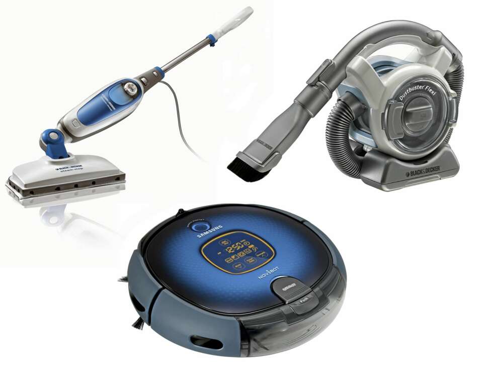 GULVRENGJØRING FOR MENN: Her er et lite utvalg av produkter for støvsuging og rengjøring. Til høyre en dampmop fra Black&Decker. I midten en bilstøvstuger fra samme produsent. I midten en dampstøvsuger fra Samsung. GULVRENGJØRING FOR MENN: Her er et lite utvalg av produkter for støvsuging og rengjøring. Til høyre en dampmop fra Black&Decker. I midten en bilstøvstuger fra samme produsent. I midten en dampstøvsuger fra Samsung.