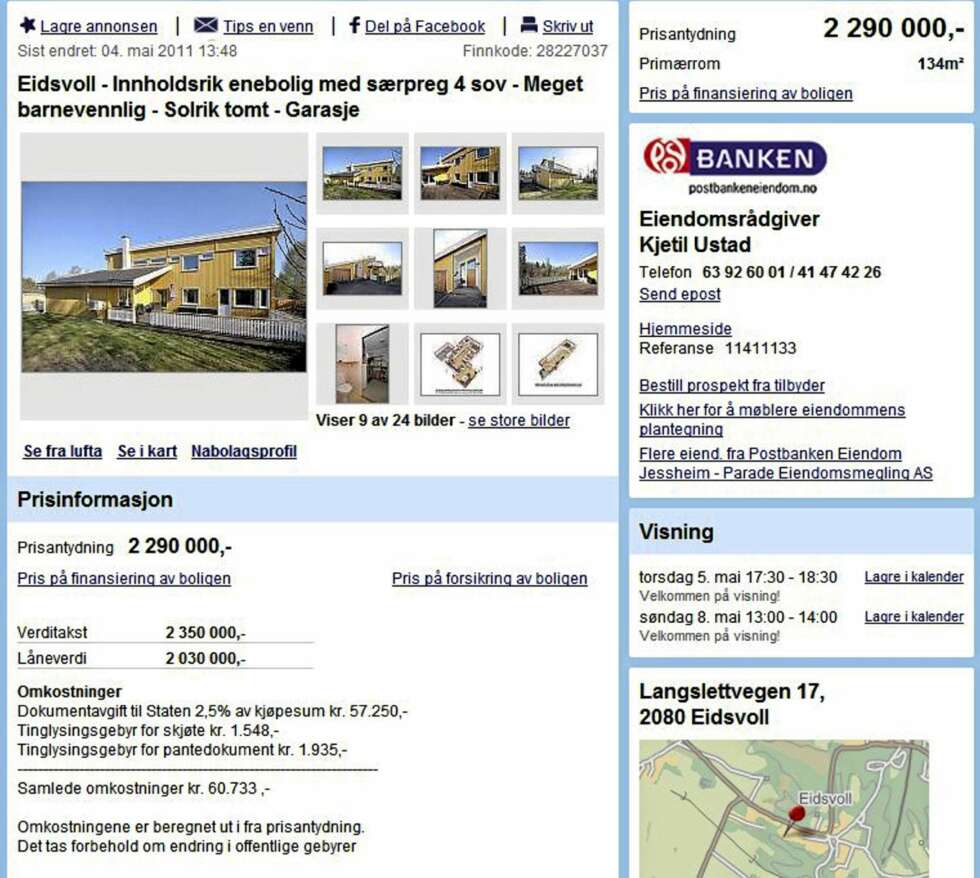 FLYTTE UT AV OSLO: En time tar det deg å komme til Oslo fra Eidsvoll, og der finner du denne eneboligen til 12,3 milloner kroner. FLYTTE UT AV OSLO: En time tar det deg å komme til Oslo fra Eidsvoll, og der finner du denne eneboligen til 12,3 milloner kroner.