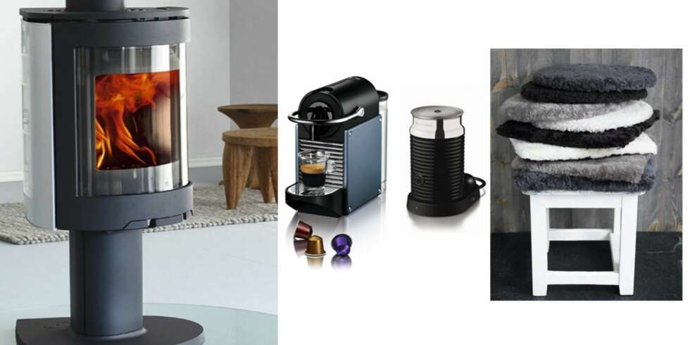 1.PREMIE: Hovedpremie Jøtul ovn, F 473 SHD. En av verdens renest brennende ovner. Med toppmontering og dreieplate er det mulig å rotere den 360 grader. Verdi kr 26 230. Nespresso Pixie kaffemaskin og Aeroccino melkeskummer. Verdi kr 2000. Åtte sitteputer i saueskinn fra Shepherd. Verdi kr 3000. 1.PREMIE: Hovedpremie Jøtul ovn, F 473 SHD. En av verdens renest brennende ovner. Med toppmontering og dreieplate er det mulig å rotere den 360 grader. Verdi kr 26 230. Nespresso Pixie kaffemaskin og Aeroccino melkeskummer. Verdi kr 2000. Åtte sitteputer i saueskinn fra Shepherd. Verdi kr 3000.