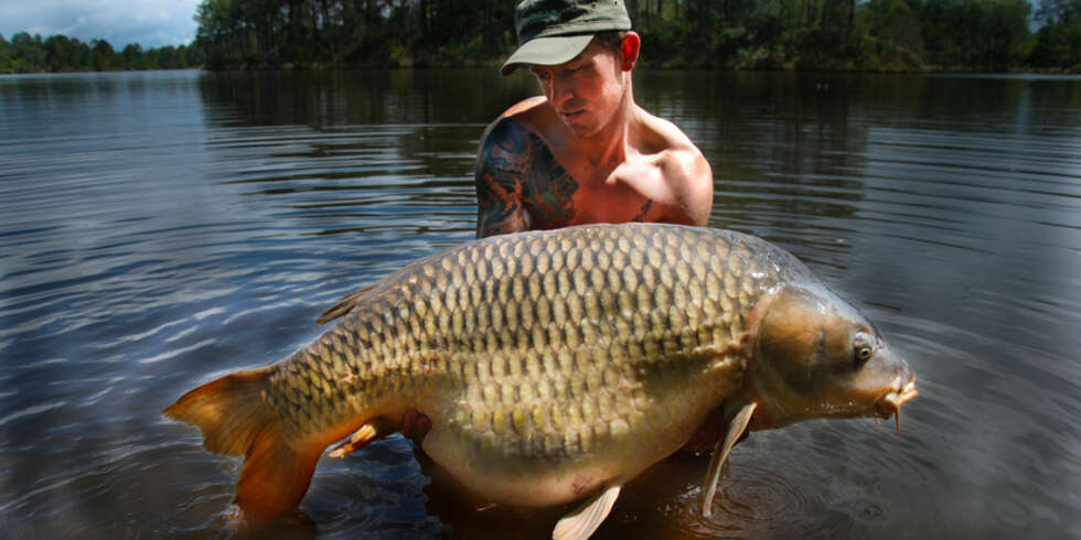 SLIPPES UT IGJEN: Fiskeren slipper alltid fisken tilbake etter fotografering og veiing. FOTO: Northern Baits Killers Boilies SLIPPES UT IGJEN: Fiskeren slipper alltid fisken tilbake etter fotografering og veiing. FOTO: Northern Baits Killers Boilies