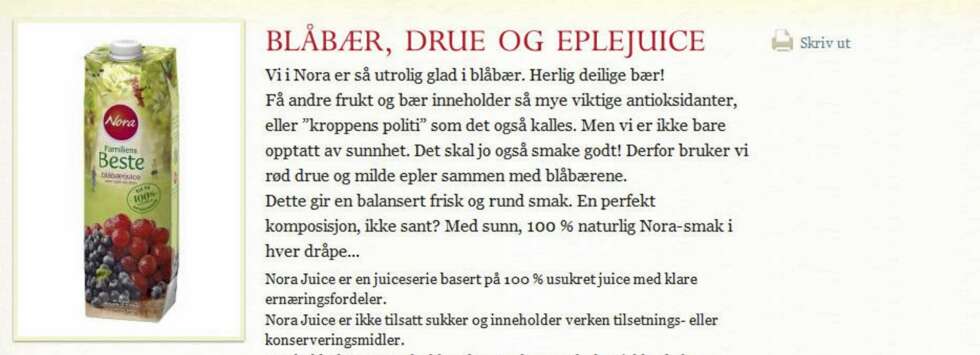 VILLEDENDE: Forbrukerrådet reagerer også på produktinformasjonen som gis på Noras hjemmesider, der antioksidanter omtales som "kroppens politi". VILLEDENDE: Forbrukerrådet reagerer også på produktinformasjonen som gis på Noras hjemmesider, der antioksidanter omtales som "kroppens politi".
