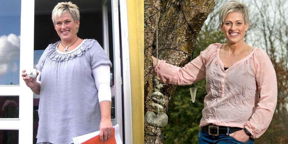 FØR OG ETTER: Pernille Sloth før vektnedgangen til venstre. Til høyre en fornøyd Pernille som aldri mer vil begynne med jojo-slanking. FØR OG ETTER: Pernille Sloth før vektnedgangen til venstre. Til høyre en fornøyd Pernille som aldri mer vil begynne med jojo-slanking.