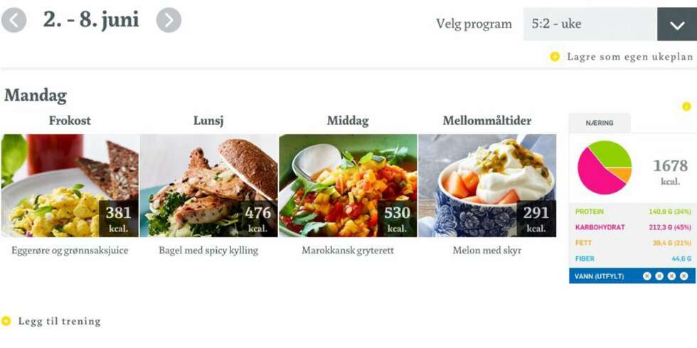NETTMEDLEM: Som premium medlem får du tilgang til 5:2-kombi i kostdagboken. NETTMEDLEM: Som premium medlem får du tilgang til 5:2-kombi i kostdagboken.