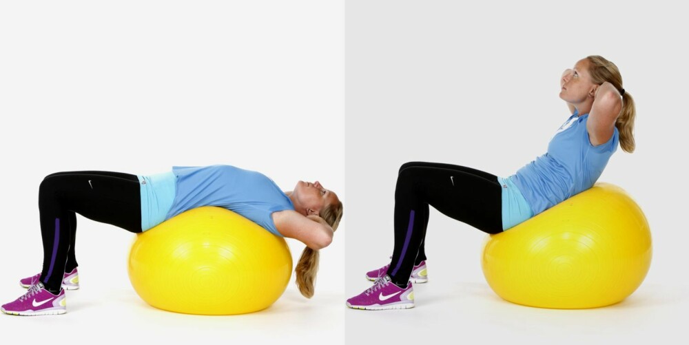 CRUNCH PÅ BALL: Du trener mage. CRUNCH PÅ BALL: Du trener mage.