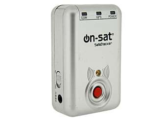 SENDER TIL MOBILEN: On-sat Safetracker kan settes opp mot alarmselskap, mot en eller flere mobiltelefoner, og den har en alarmknapp som bæreren selv kan trykke på. SENDER TIL MOBILEN: On-sat Safetracker kan settes opp mot alarmselskap, mot en eller flere mobiltelefoner, og den har en alarmknapp som bæreren selv kan trykke på.