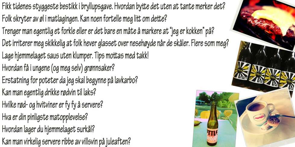 MAT OG DRIKKE TIL BESVÆR: Få hjelp til forskrudde problemstillinger med mat og drikke i sentrum. MAT OG DRIKKE TIL BESVÆR: Få hjelp til forskrudde problemstillinger med mat og drikke i sentrum.