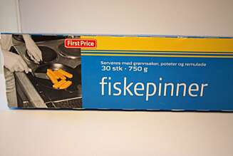 FISKEMIDDAG: Fiskepinner fra First Price. FISKEMIDDAG: Fiskepinner fra First Price.