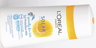 VERSTING 1: Solkremen Solar Expertise Kids Sun Protection Milk. Alle de såkalte verstingene i testen kommer fra L'Oréal. VERSTING 1: Solkremen Solar Expertise Kids Sun Protection Milk. Alle de såkalte verstingene i testen kommer fra L'Oréal.