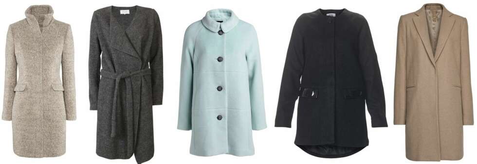 MINIMALISTISK: Fra venstre: H&M, 799,-, Vila, 899,95, Lindex, 799,-, Vero Moda, 699,-, Mango, 799,-. MINIMALISTISK: Fra venstre: H&M, 799,-, Vila, 899,95, Lindex, 799,-, Vero Moda, 699,-, Mango, 799,-.