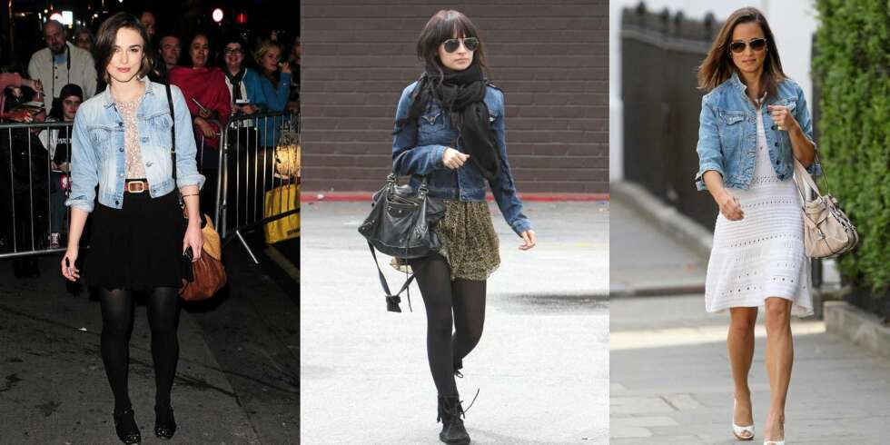 KJENDISFAVORITT: Kiera Knightly, Nicole Richie og Pippa Middleton har ulik stil, men alle tre er ofte å se i denimjakke. KJENDISFAVORITT: Kiera Knightly, Nicole Richie og Pippa Middleton har ulik stil, men alle tre er ofte å se i denimjakke.