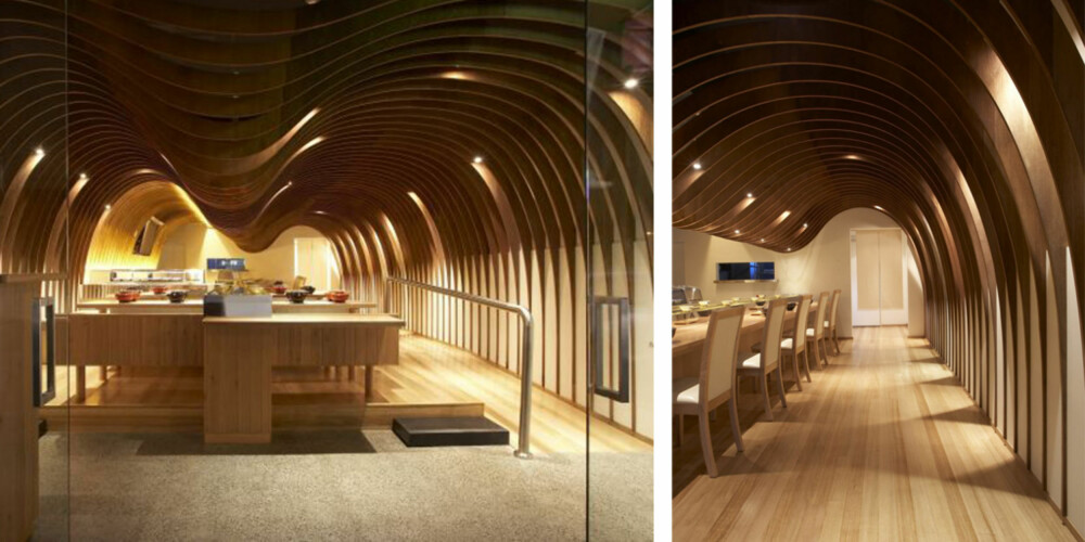 BUER: Vegger og tak buer seg og gjør Cave Restaurant unik og intim. BUER: Vegger og tak buer seg og gjør Cave Restaurant unik og intim.