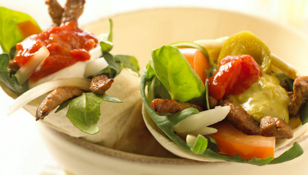 Dagens rett: Fajitas med biffstrimler Dagens rett: Fajitas med biffstrimler