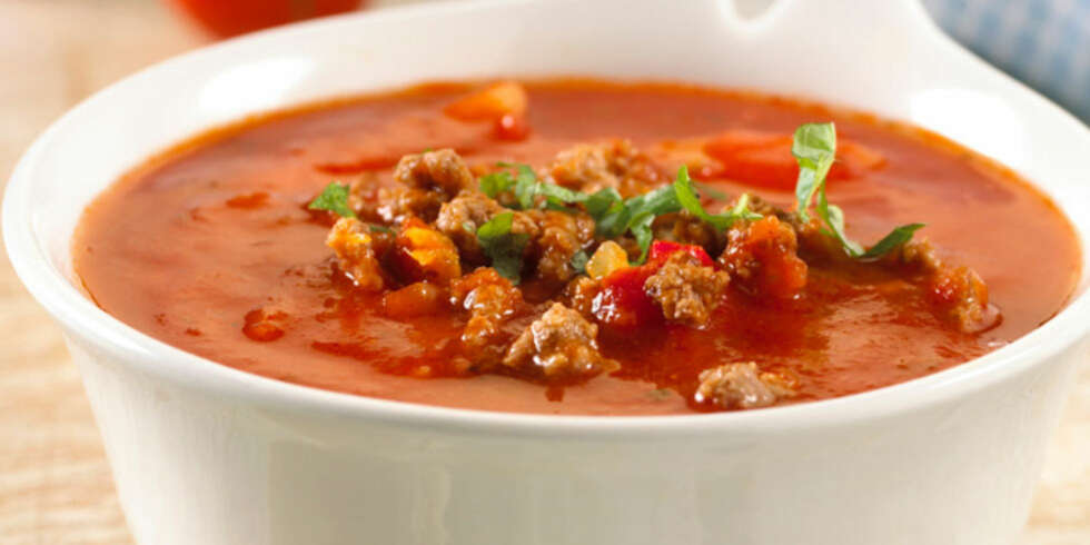 Dagens rett: Tomatsuppe med kjøttdeig Dagens rett: Tomatsuppe med kjøttdeig