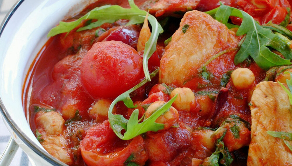 Dagens rett: Tomatgryte med skinkebiff Dagens rett: Tomatgryte med skinkebiff