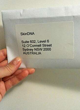 POSTLAGT: DNA-pinnen med skjema ble sendt tilbake til SkinDNA i Australia. POSTLAGT: DNA-pinnen med skjema ble sendt tilbake til SkinDNA i Australia.