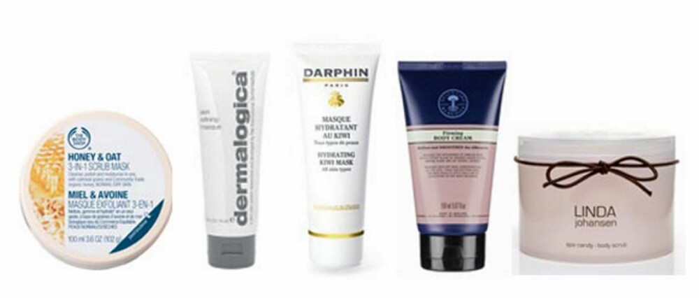 MATGLAD HUDPLEIE: Også anerkjente hudpleiemerker bruker matvarer i sine produkter. Her ser du eksempler fra The Body Shop, Dermalogica, Darphin, Neal's Yard Remedies og Linda Johansen. MATGLAD HUDPLEIE: Også anerkjente hudpleiemerker bruker matvarer i sine produkter. Her ser du eksempler fra The Body Shop, Dermalogica, Darphin, Neal's Yard Remedies og Linda Johansen.