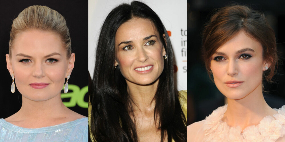 KANTETE: Jennifer Morrison, Demi Moore og Keira Knightley har en firkantet ansiktsform. KANTETE: Jennifer Morrison, Demi Moore og Keira Knightley har en firkantet ansiktsform.