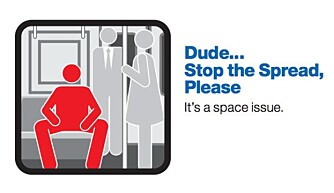 IKKE GREIT: Kampanjen på New Yorks t-baner mot manspreading. IKKE GREIT: Kampanjen på New Yorks t-baner mot manspreading.