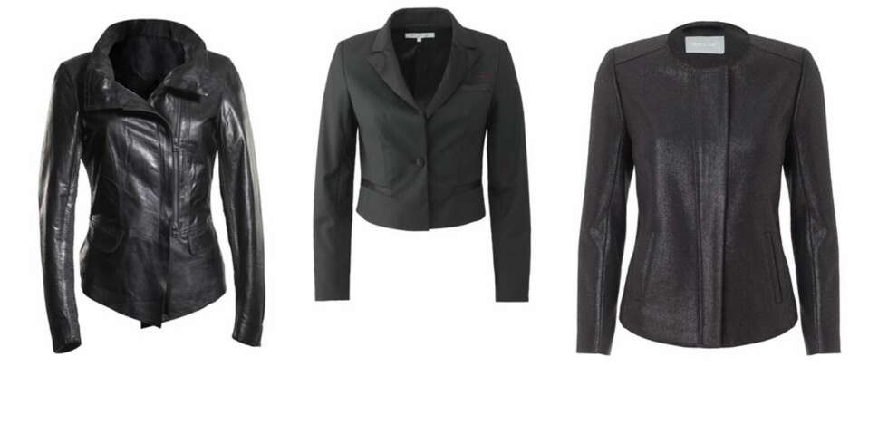 FIGURTETTE JAKKER: Formsydd skinnjakke fra Aleksander Signature, 2590 kr, kort blazer fra Moods Of Norway, 2500 kr, skinnjakke fra Samsøe Samsøe, 2200 kr. FIGURTETTE JAKKER: Formsydd skinnjakke fra Aleksander Signature, 2590 kr, kort blazer fra Moods Of Norway, 2500 kr, skinnjakke fra Samsøe Samsøe, 2200 kr.