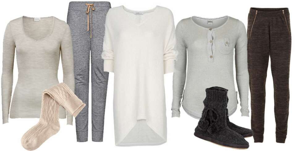 BEHAGELIG: Trøye fra Pierre Robert, 299,-, Strømper fra H&M, 79,50, Bukse fra Mango, 299,-, Tunika fra Mango, 399,-, Trøye fra Object, 399,95, Tøfler fra Cubus, 149,-, Bukse fra Selected Femme 349,95. BEHAGELIG: Trøye fra Pierre Robert, 299,-, Strømper fra H&M, 79,50, Bukse fra Mango, 299,-, Tunika fra Mango, 399,-, Trøye fra Object, 399,95, Tøfler fra Cubus, 149,-, Bukse fra Selected Femme 349,95.