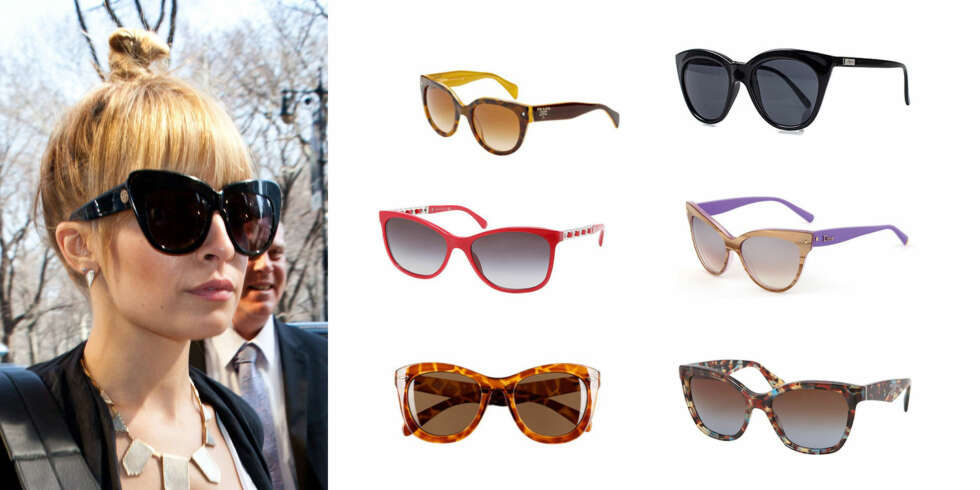 CATEYE: (Øverst fra venstre) Gylne farger fra Prada/Interoptik (2214 kr), Sort variant fra Le Specs/Nelly.com (549 kr), røde briller fra Chanel/Krogh Optikk (3930 kr), lilla og beige fra Dior/Interoptik (2530 kr), dyreprint fra H&M (59,50 kr), mønstret fra prada/Krogh Optikk (2490 kr). CATEYE: (Øverst fra venstre) Gylne farger fra Prada/Interoptik (2214 kr), Sort variant fra Le Specs/Nelly.com (549 kr), røde briller fra Chanel/Krogh Optikk (3930 kr), lilla og beige fra Dior/Interoptik (2530 kr), dyreprint fra H&M (59,50 kr), mønstret fra prada/Krogh Optikk (2490 kr).