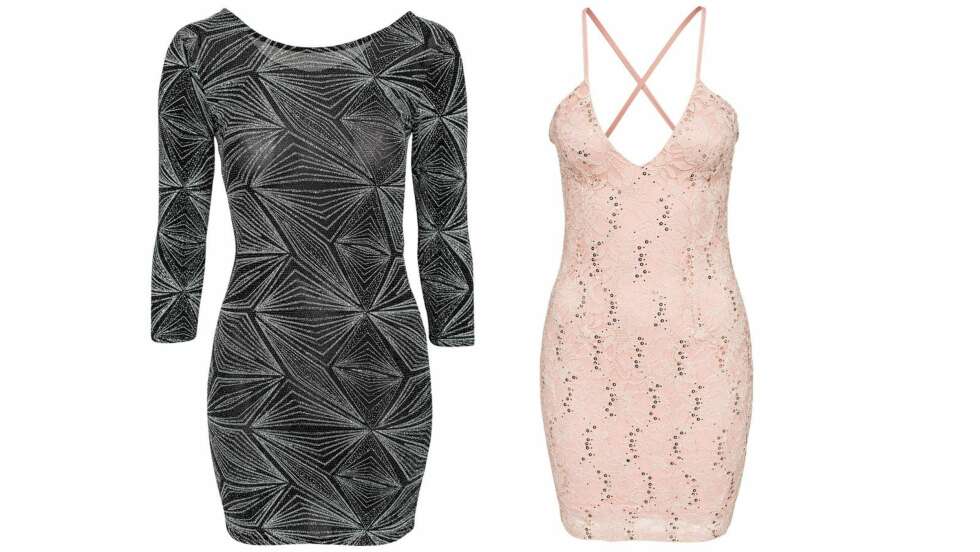 DET HANDLER OM BALANSE: Vil du ha kort kjole bør den ha lange ermer og tildekket bryst, ikke korte ermer og dyp utringning. Langermet kjole: 399 kr fra Sisters Point, blondekjole: 399 kr fra Oneness. FOTO: Produsentene. DET HANDLER OM BALANSE: Vil du ha kort kjole bør den ha lange ermer og tildekket bryst, ikke korte ermer og dyp utringning. Langermet kjole: 399 kr fra Sisters Point, blondekjole: 399 kr fra Oneness. FOTO: Produsentene.