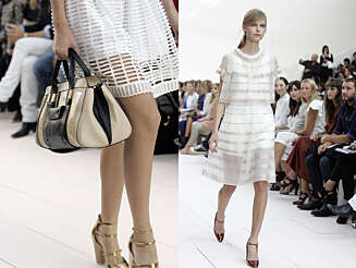 CUTOUT OG TRANSPARENT: Chloé viste transparente- og cutoutdetaljer på sine minimalistiske hvite kreasjoner. Foto: Stella Pictures CUTOUT OG TRANSPARENT: Chloé viste transparente- og cutoutdetaljer på sine minimalistiske hvite kreasjoner. Foto: Stella Pictures