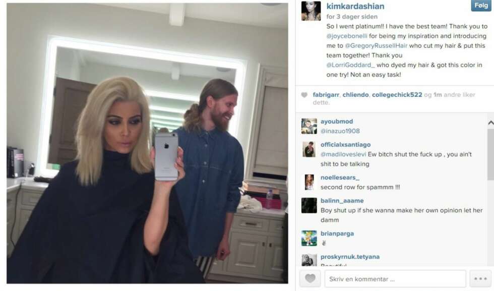 AVSLØRTE HÅRFARGEN: Kardashian viste sin nye hårfarge for første gang på Instagram. AVSLØRTE HÅRFARGEN: Kardashian viste sin nye hårfarge for første gang på Instagram.