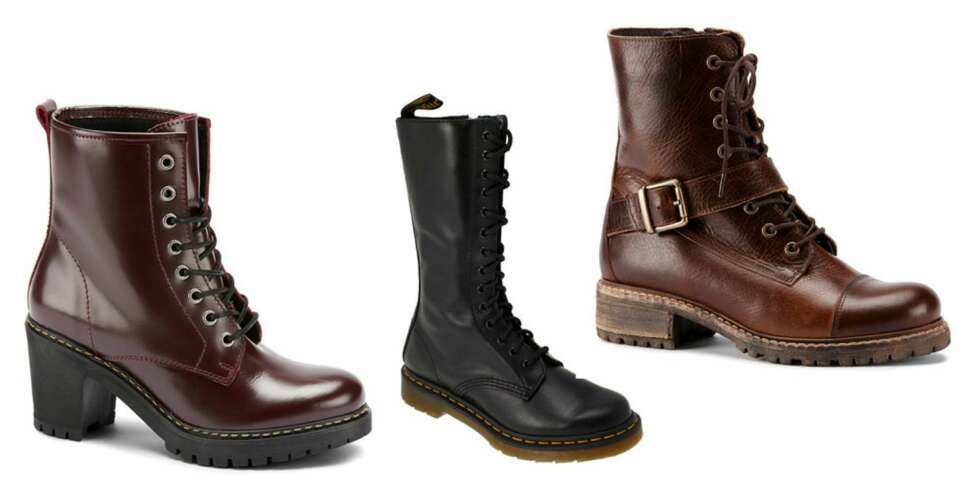 MED SNØRING: Fra venstre: DNA, 1199 kr, Dr.Martens, 1598 kr, DNA, 1299 kr. MED SNØRING: Fra venstre: DNA, 1199 kr, Dr.Martens, 1598 kr, DNA, 1299 kr.