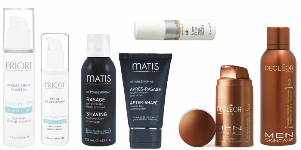 GODE PRODUKTER TIL HAM: Priori Advanced AHA Barrier Repair Complex, 698 kr, Priori Advanced AHA Gentle Facial Cleanser , 439 kr, Matis Réponse Blanche Clarifying Cleansing Foam, 399 kr, Matis Réponse After-shave Balm, 389 kr, Decleor Skin Energiniser Fluid Multiaktiv antiage aftershave/ ansiktskrem, 619 kr, Decleor Clean Skin Scrub Gel, 339 kr, md formulations lipbalm spf 20, 199 kr. GODE PRODUKTER TIL HAM: Priori Advanced AHA Barrier Repair Complex, 698 kr, Priori Advanced AHA Gentle Facial Cleanser , 439 kr, Matis Réponse Blanche Clarifying Cleansing Foam, 399 kr, Matis Réponse After-shave Balm, 389 kr, Decleor Skin Energiniser Fluid Multiaktiv antiage aftershave/ ansiktskrem, 619 kr, Decleor Clean Skin Scrub Gel, 339 kr, md formulations lipbalm spf 20, 199 kr.