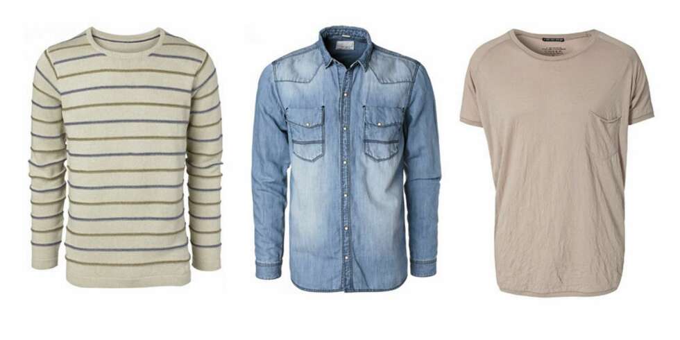 NØYTRALE FARGER: Ta kjæresten med på shopping og kos dere med å prøve litt ulike farger, gjerne litt forsiktig i starten. Genser fra Dobber, 599 kr, denimskjorte fra MQ, 499 kr, t-skjorte fra Fifth Avenue Shoe Repair, 799 kr. NØYTRALE FARGER: Ta kjæresten med på shopping og kos dere med å prøve litt ulike farger, gjerne litt forsiktig i starten. Genser fra Dobber, 599 kr, denimskjorte fra MQ, 499 kr, t-skjorte fra Fifth Avenue Shoe Repair, 799 kr.