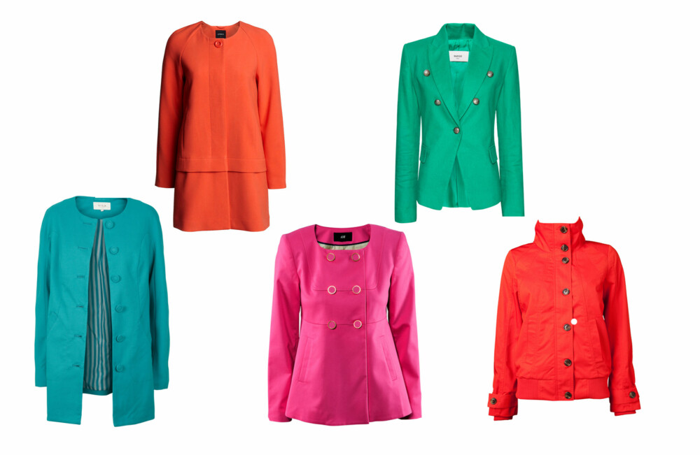 KNALLFARGER: Vila 599,-, Lindex 599,-, H&M 299,-, Mango 449,-, Vero Moda 399,95. KNALLFARGER: Vila 599,-, Lindex 599,-, H&M 299,-, Mango 449,-, Vero Moda 399,95.