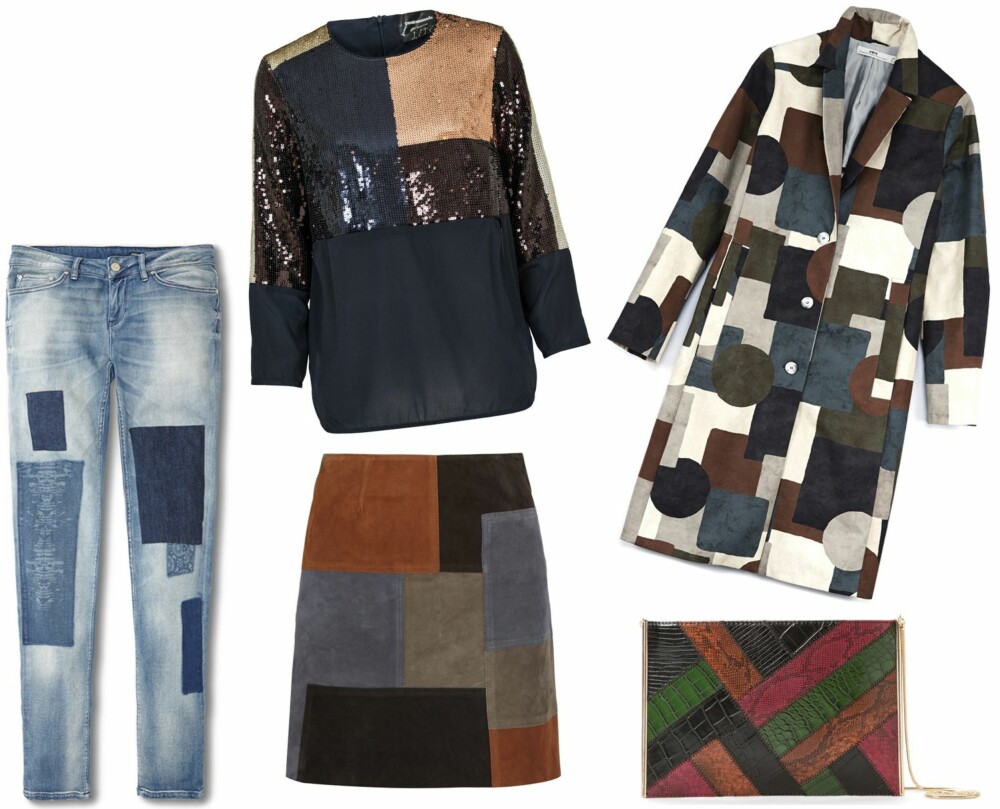 PATCKWORK (f.v.): Jeans fra Tommy Hilfiger, kr 1600. Topp fra Custommade, kr 2400. Skinnskjørt fra Made in Heaven, kr 4599. Kåpe fra Hope, kr 5100. Veske fra Mango, kr 229. PATCKWORK (f.v.): Jeans fra Tommy Hilfiger, kr 1600. Topp fra Custommade, kr 2400. Skinnskjørt fra Made in Heaven, kr 4599. Kåpe fra Hope, kr 5100. Veske fra Mango, kr 229.