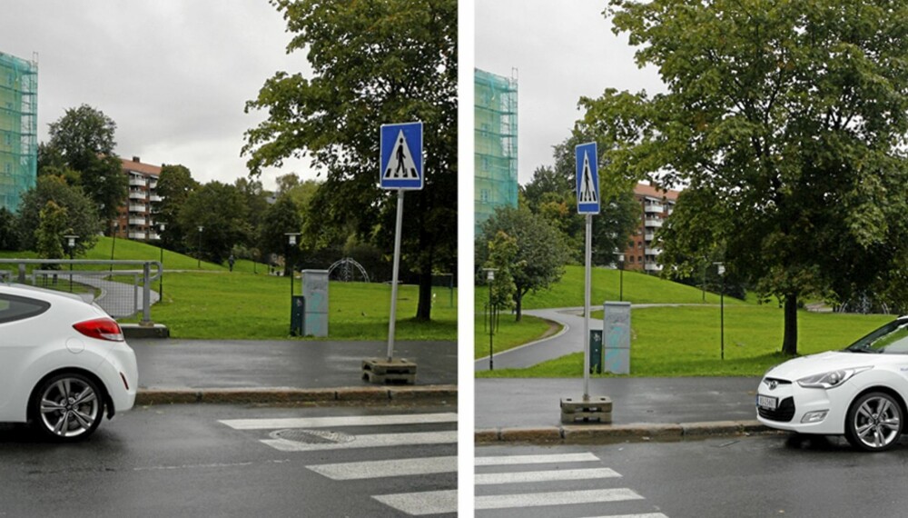 RIKTIG OG FEIL: Bilen til høyre på bildet har parkert ulovlig. Bilen til venstre står imidlertid helt lovlig. RIKTIG OG FEIL: Bilen til høyre på bildet har parkert ulovlig. Bilen til venstre står imidlertid helt lovlig.