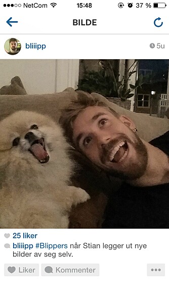 LYKKELIG: Stian med hund. LYKKELIG: Stian med hund.