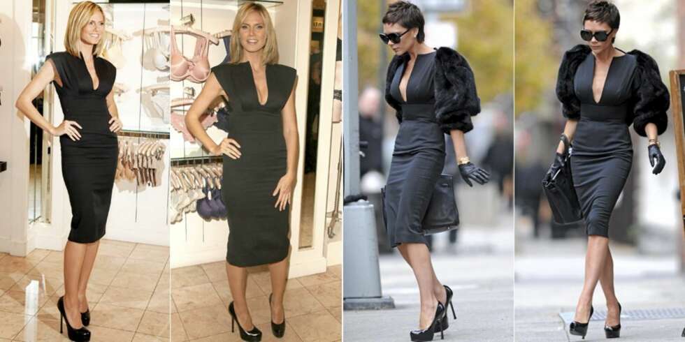 SAMME ANTREKK: Heidi Klum og Victoria Beckham har kledd seg i samme kjole og sko, men hvem av dem kler antrekket best? SAMME ANTREKK: Heidi Klum og Victoria Beckham har kledd seg i samme kjole og sko, men hvem av dem kler antrekket best?