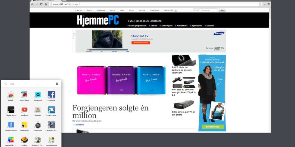 GRUNNLEGGENDE: Slik ser Chrome-nettleseren ut i Windows 8-modus. Grensesnittet minner om Chrome OS, men mangler blant annet muligheten til å endre bakgrunnsbilde. GRUNNLEGGENDE: Slik ser Chrome-nettleseren ut i Windows 8-modus. Grensesnittet minner om Chrome OS, men mangler blant annet muligheten til å endre bakgrunnsbilde.