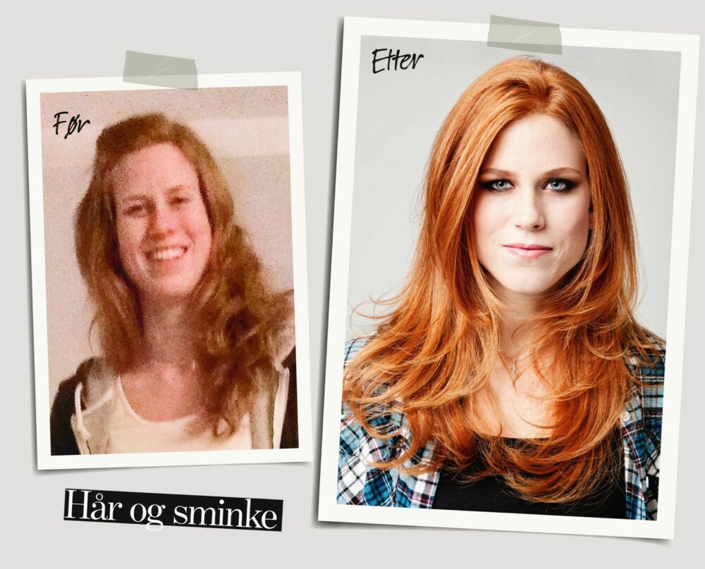 STOR FORSKJELL: Guro har fått en en glamorøs stil på hår og makup. STOR FORSKJELL: Guro har fått en en glamorøs stil på hår og makup.