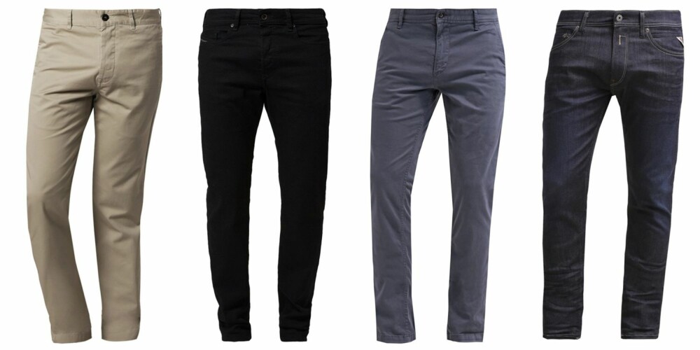 BUKSER: Filippa K Samuel Chinos Beige, kr 999. Diesel Buster Slim Fit Jeans Black, kr 999. Boss SCHINO Chinos medium blue, kr 1045. Replay Hyperflex Jondrill Slim Fit Jeans, kr 1495. BUKSER: Filippa K Samuel Chinos Beige, kr 999. Diesel Buster Slim Fit Jeans Black, kr 999. Boss SCHINO Chinos medium blue, kr 1045. Replay Hyperflex Jondrill Slim Fit Jeans, kr 1495.